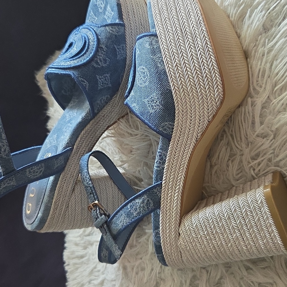 Guess Blue Denim Platform Sandals